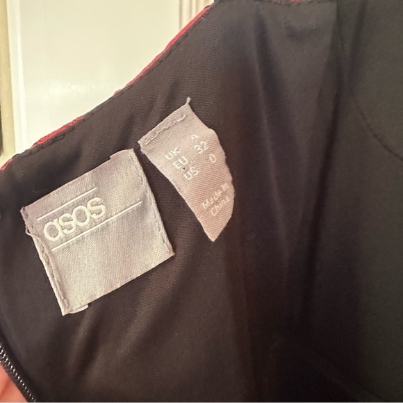 ASOS Dress Spaghetti Strap Red Floral Corset Bodice Sz 0 - Picture 8 of 11